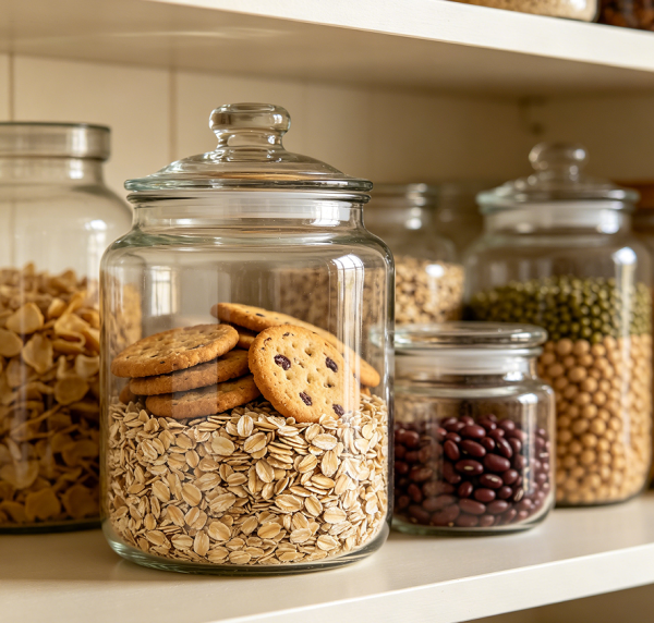 Wide Mouth Glass Pantry Storage Jar Organizer